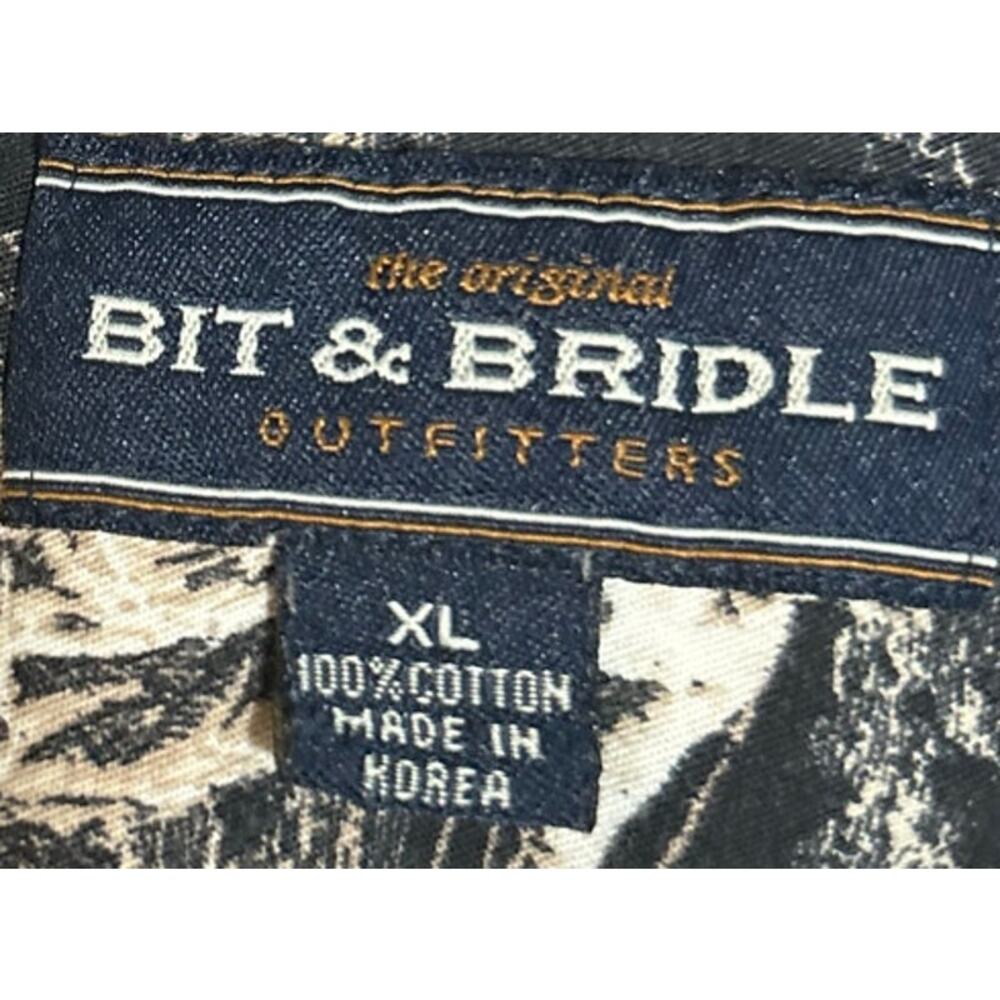 Bit & Bridle Men's Black White Barn Cowboy Short Sleeve Button Down Size XL - Picture 3 of 5